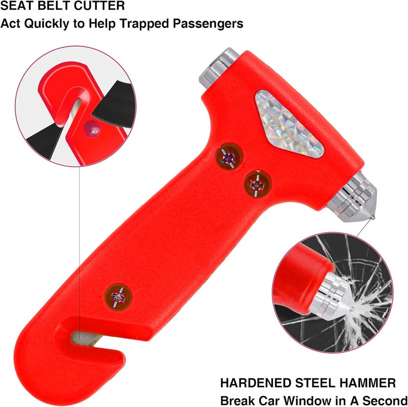 Zenhon Car Safety Hammer for Lady, 2 Pack Red 3-in-1 Emergency Escape Tool with Window Breaker and Seat Belt Cutter, Safety Emergency Car Escape Tool Gift for Family - Image 2